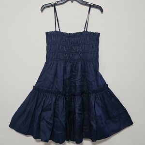 A Loves A Dress XL Fits 16 Blue Babydoll Smocked Sleeveless Adjust Strap 511326